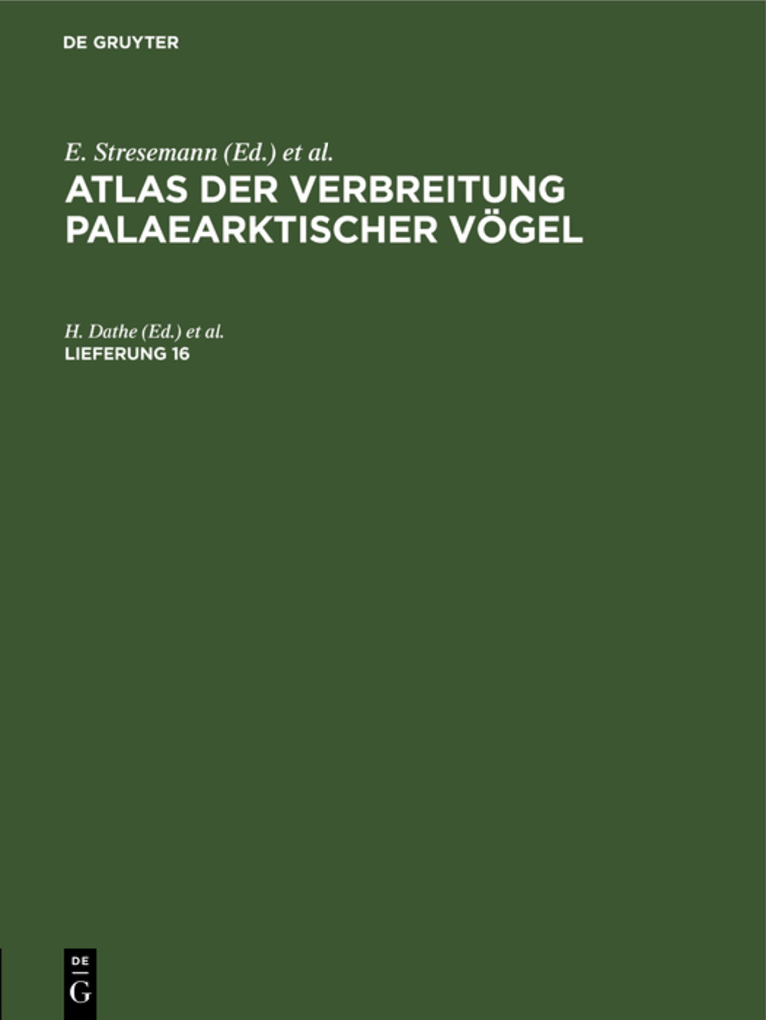 Atlas der Verbreitung palaearktischer Vögel. Lieferung 16
